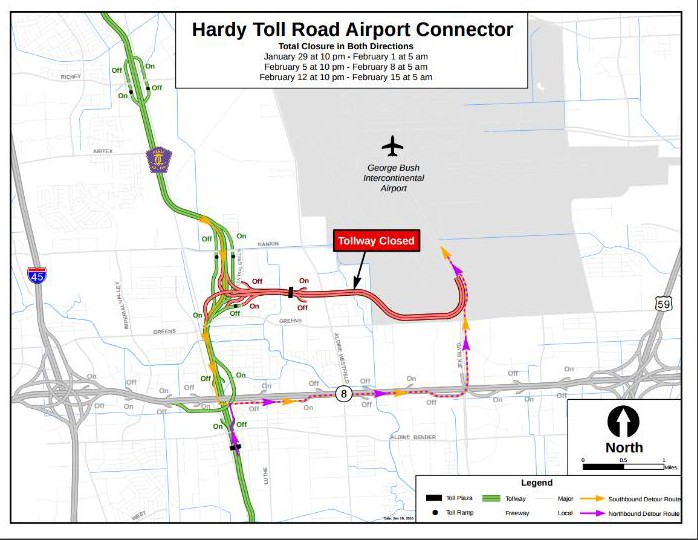 trafdico al aeropuerto, noticias de houston, houston news, road closures