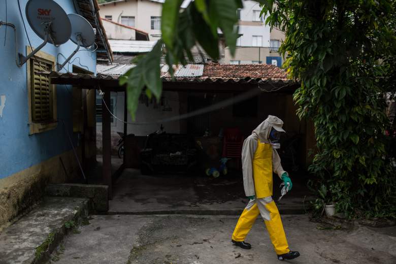 Un hombre en traje de materiales peligrosos trata de matar a los mosquitos en Brasil. Zika puede transmitirse por vía sexual y un caso ha sido reportado en Texas. (Getty)