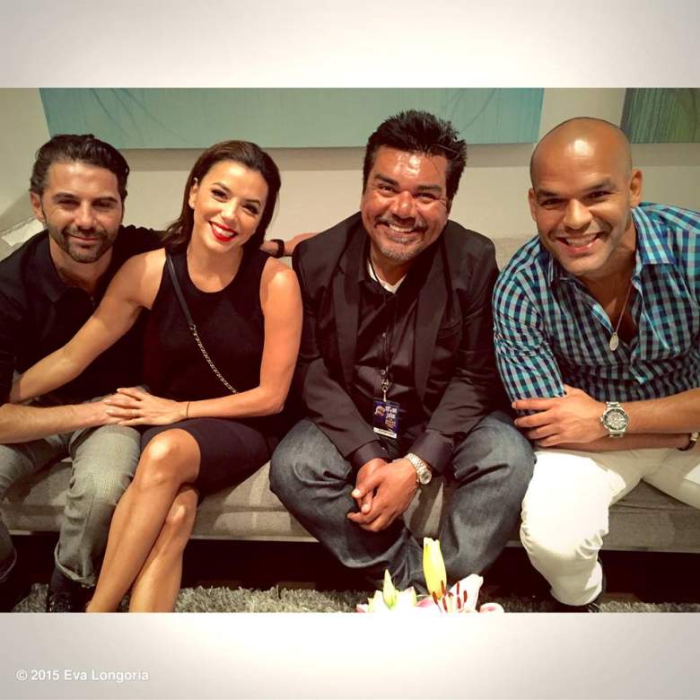 Pepe Bastón (izq. a der), Eva Longoria, George López y Amaury Nolasco. (Eva Longoria/Facebook)