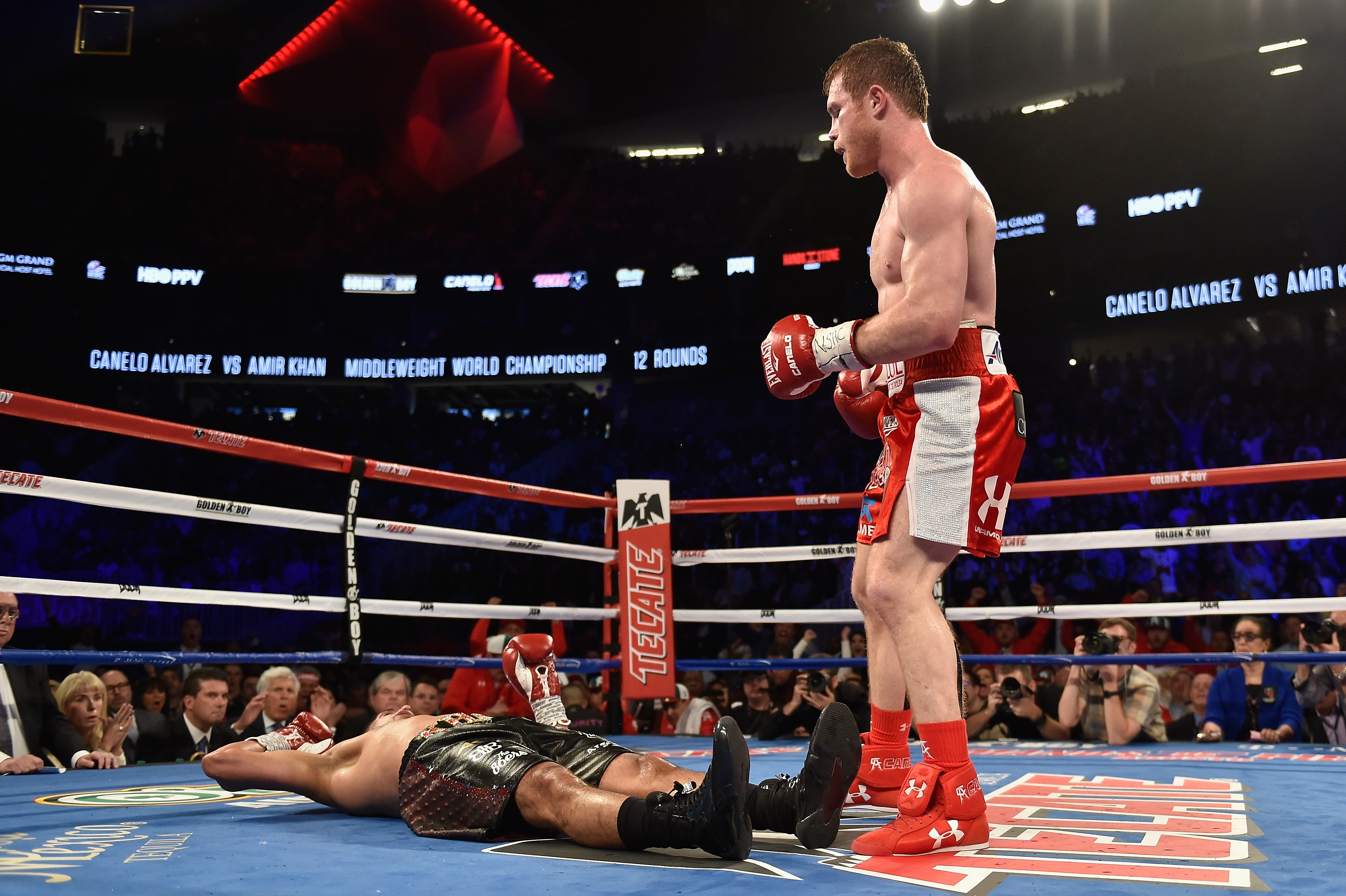 Canelo Alvarez venció a Amir Khan por nocaut el sabado. (Getty) 