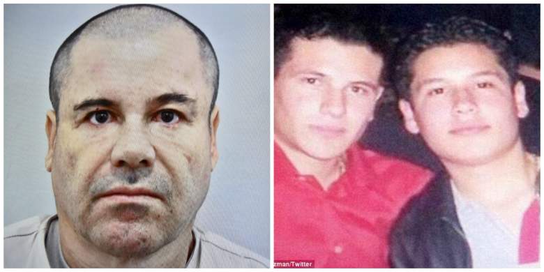 El Chapo (izq. a der.) y sus hijos, Iván Archivaldo y Jesús Alfredo). (Getty/Twitter)