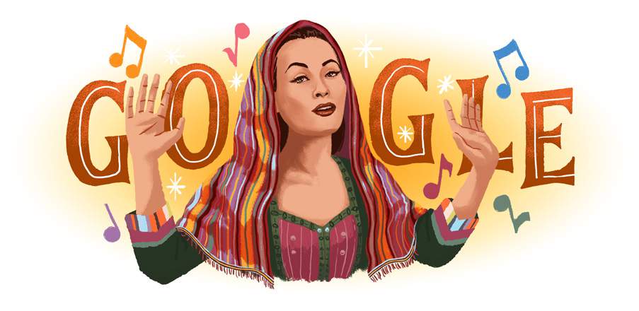 Yma Sumac, la cantante peruana, está siendo honrada con un Doodle de Google en lo que habría sido su 94 años. (Google)