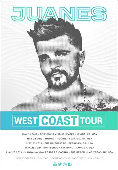 Juanes de Tour por la Costa Oeste de los Estados Unidos 2019