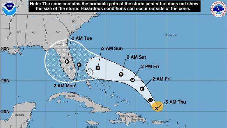 Huracan Dorian: Mapa de Florida que muestran los últimos modelos europeos de GFS