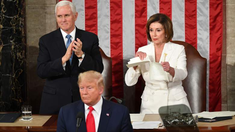 Mira a Pelosi romper el discurso de Trump