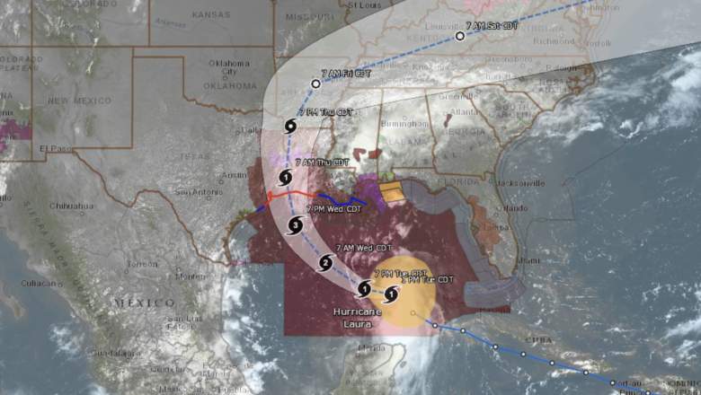 Trayectoria proyectada del huracán Laura.