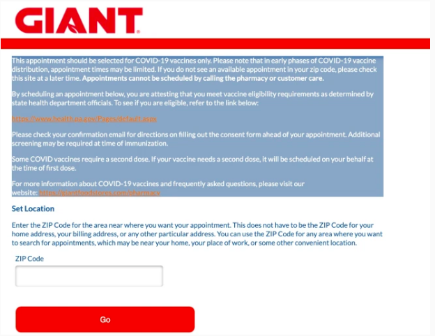 Cómo obtener la vacuna COVID-19 en tiendas Giant Food y Giant Eagle?