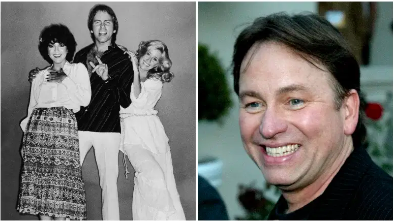 Los actores estadounidenses Joyce DeWitt, John Ritter (1948-2003) y Suzanne Somers en un retrato promocional de larga duración para la serie de televisión, 'Three's Company', 1979. / El actor John Ritter asiste a la ABC Press Tour Party el 18 de julio de 2002 en Pasadena , California.