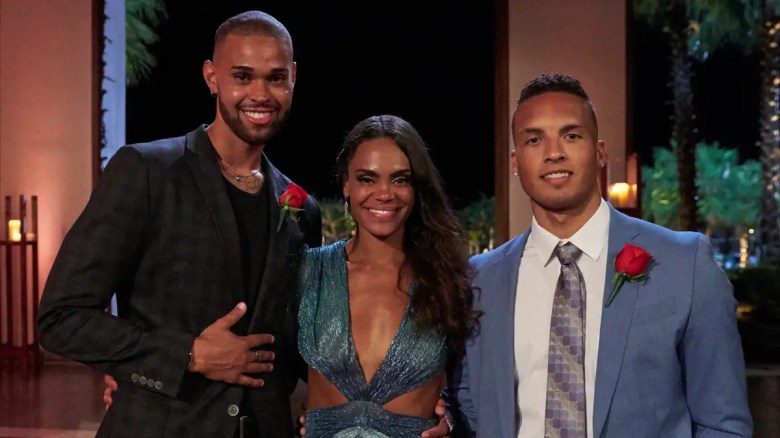 Nayte Olukoya, Michelle Young y Brandon Jones en "The Bachelorette".