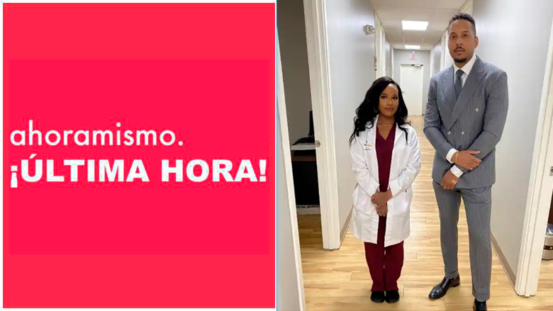 La doctora de Houston, Malika Mitchell Stewart, fotografiada con su abogado, Justin Moore, acusa a Chase Bank de racismo en una demanda federal presentada en febrero de 2022.