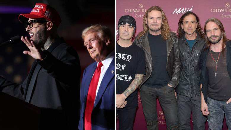 Nicky Jam y Donald Trump (izq.) y Maná racista