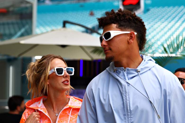Patrick Mahomes and Brittany Mahomes walk together in May 2024.