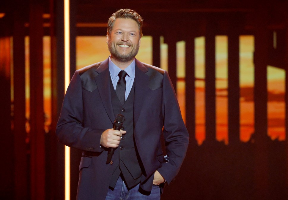 Blake Shelton smiling on stage