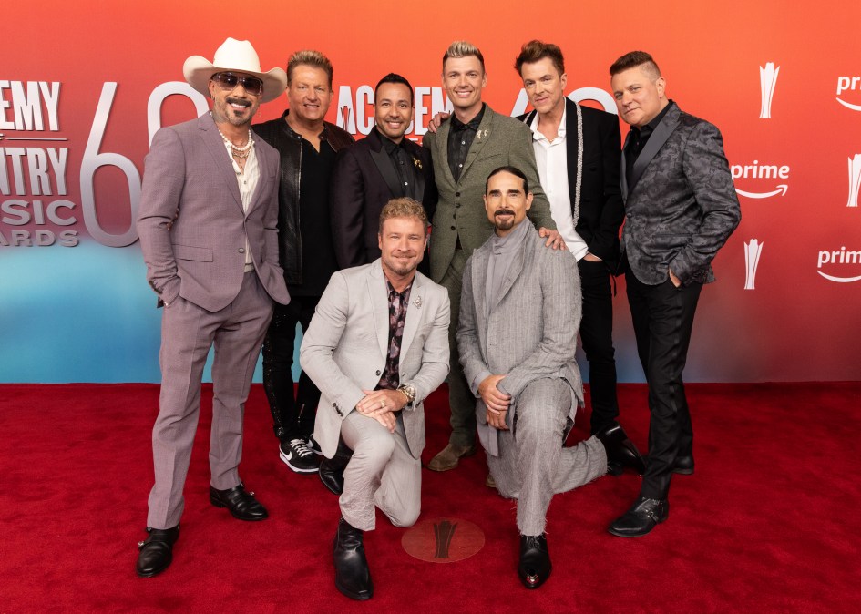 Rascal Flatts (Gary LeVox, JoeDon Rooney, and Jay DeMarcus) and Backstreet Boys (AJ McLean, Howie Dorough, Nick Carter, Brian Littrell, and Kevin Richardson)