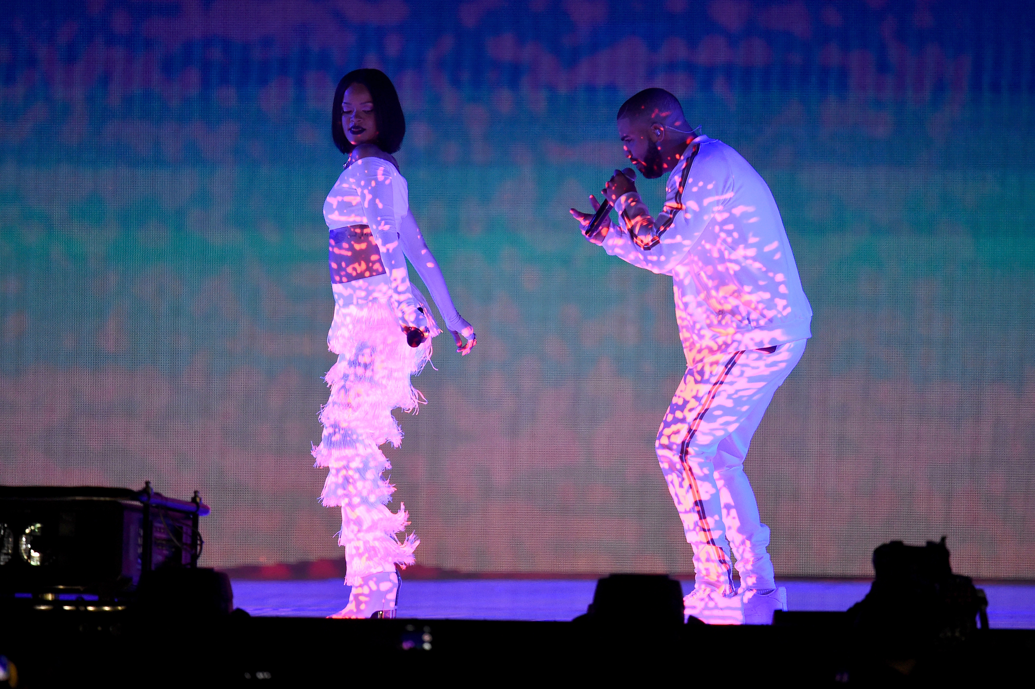  Rihanna and Drake perform at the BRIT Awards on February 24, 2016 in London, England. (Photo by Ian Gavan/Getty Images)