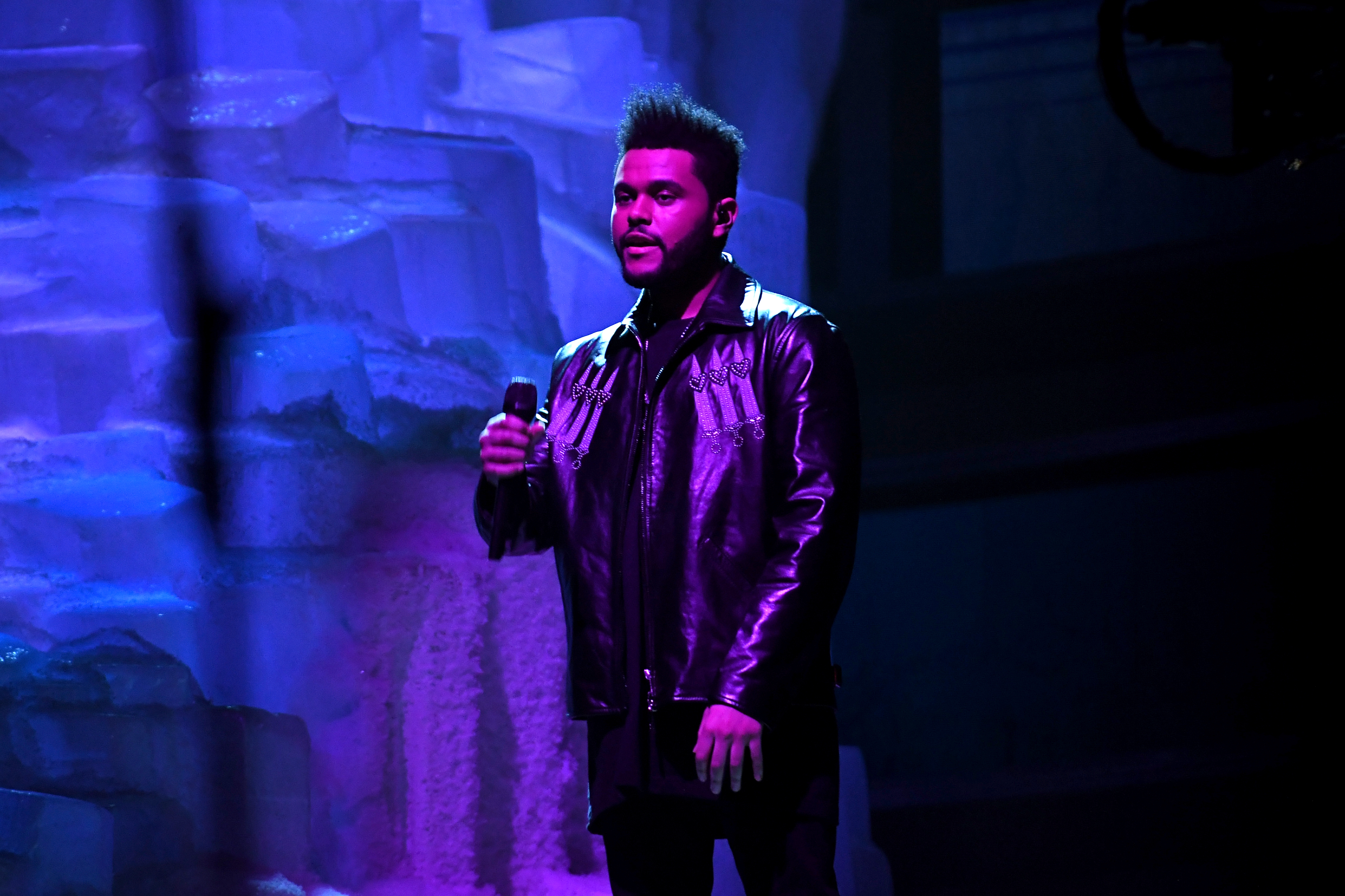 The Weeknd performs onstage at The 59th GRAMMY Awards on February 12, 2017. (Photo by Kevork Djansezian/Getty)