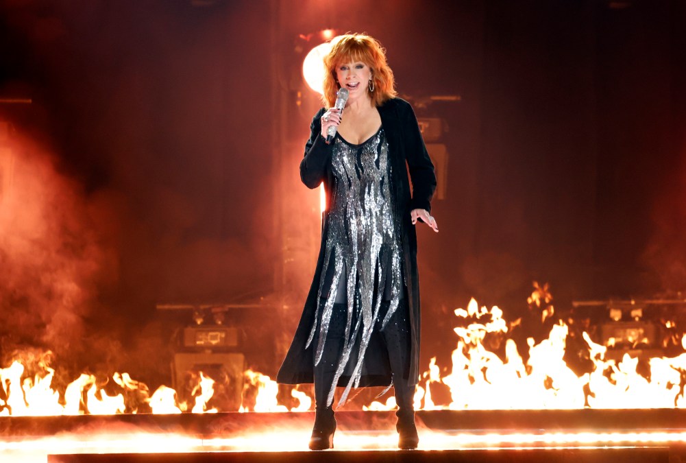 Reba McEntire performing on stage