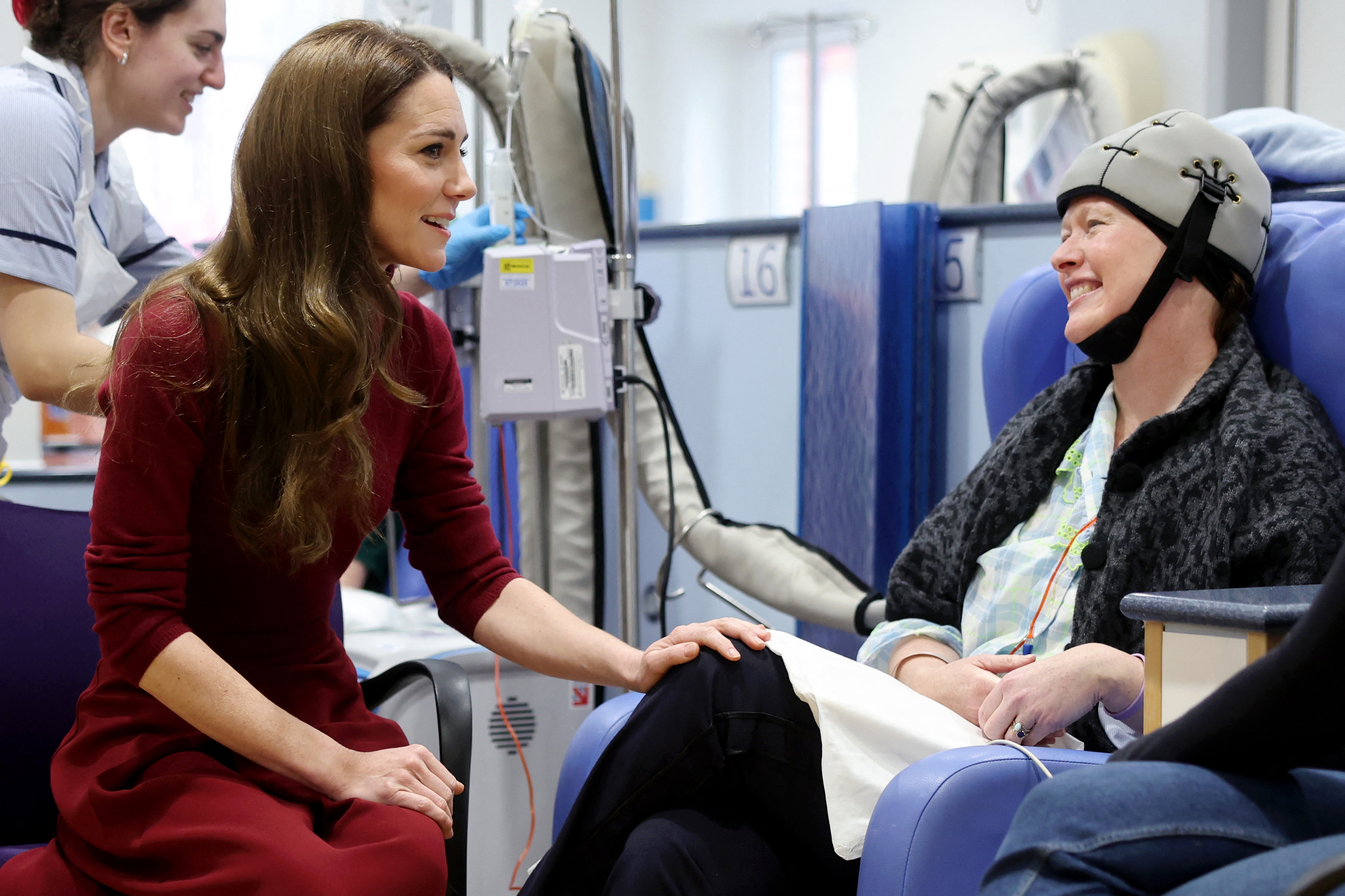 Kate Middleton visiting a cancer patient.