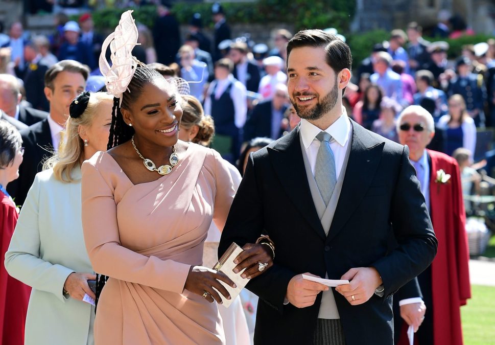 Serena Williams and her husband Alexis Ohanian arrive for Prince Harry and Meghan Markle's 2018 wedding.