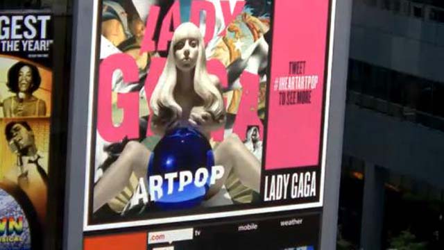 Lady Gaga Art Pop Cover Reveal Times Square, Lady Gaga Art Pop Livestream Video, I Heart Art Pop