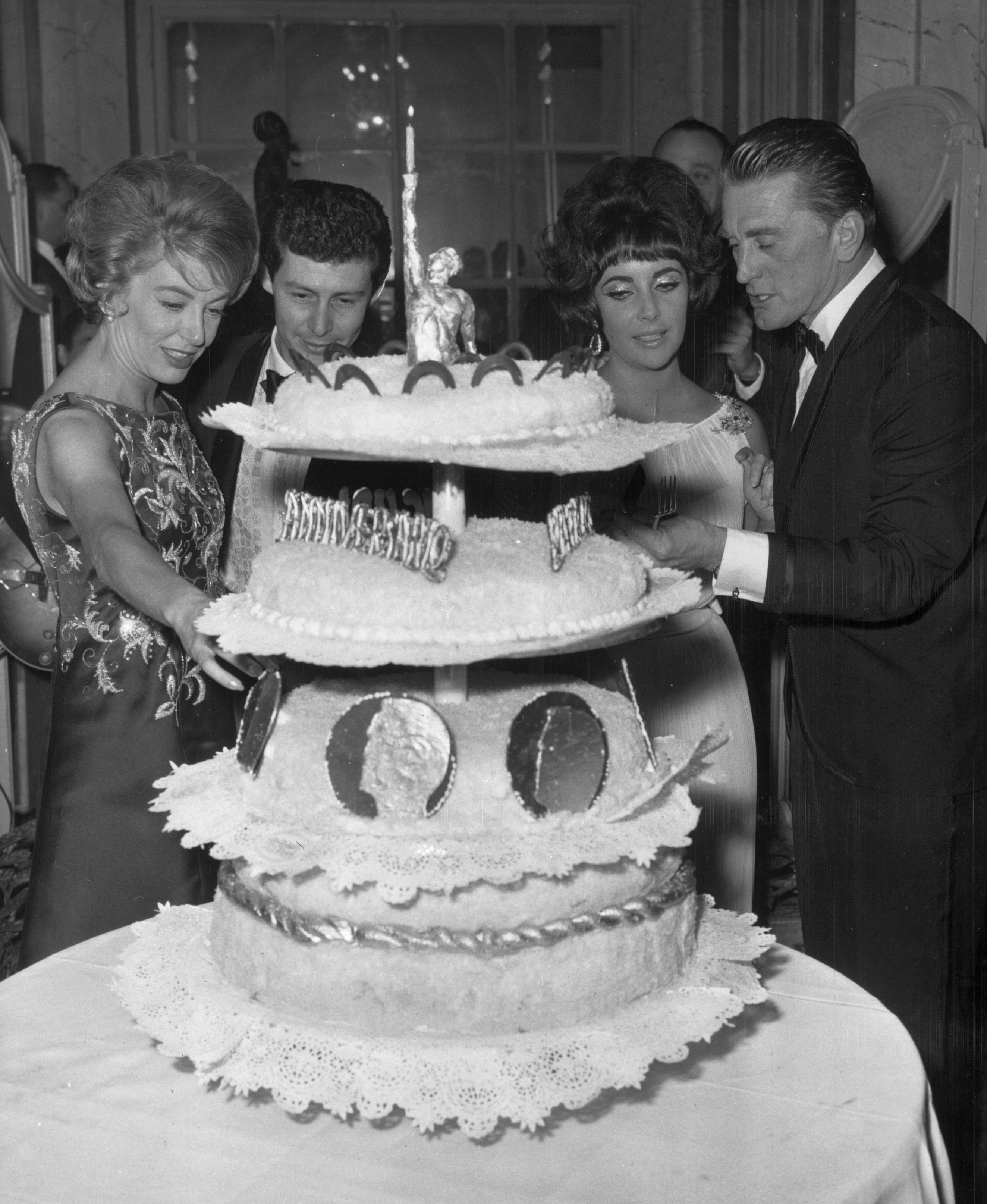 Anne Buydens and Kirk Douglas, Elizabeth Taylor and Eddie Fisher