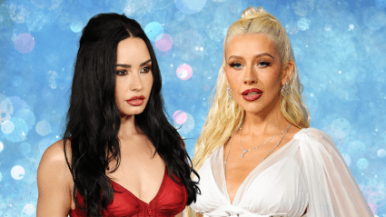 Demi Lovato luce un atrevido vestido rojo transparente y posa con Christina Aguilera: FOTOS